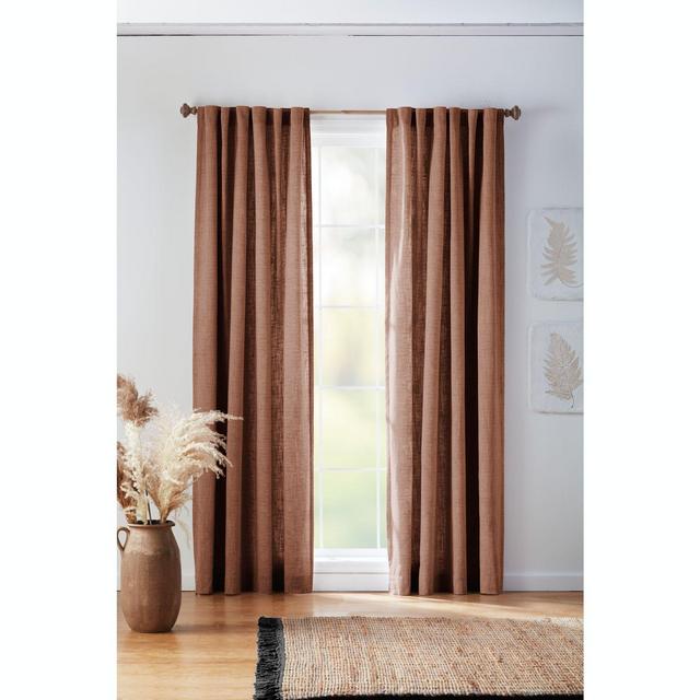 Bee & Willow™ Textured Herringbone 84-Inch Rod Pocket Curtain Panel in Rust (Single)