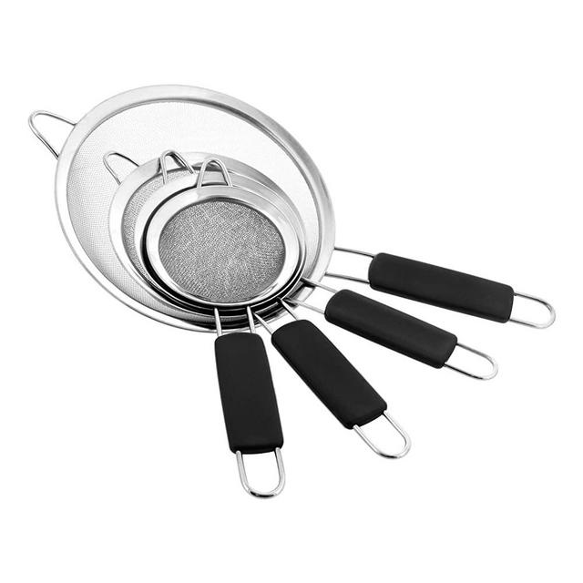 US Kitchen Supply - Set of 4 Premium Quality Fine Mesh Stainless Steel  Strainers - 3, 4, 5.5 and 8 Sizes - Sift, Strain, Drain and Rinse