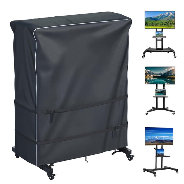 JINLI 45-50 inch outdoor TV trolley cover, courtyard TV cover, Oxford fabric waterproof and dustproof, triple windproof design, compatible with rolling/mobile stand