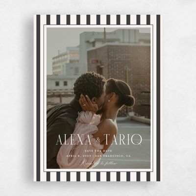 Dark Charcoal, Beige Wedding Save the Date - Azelie Photo