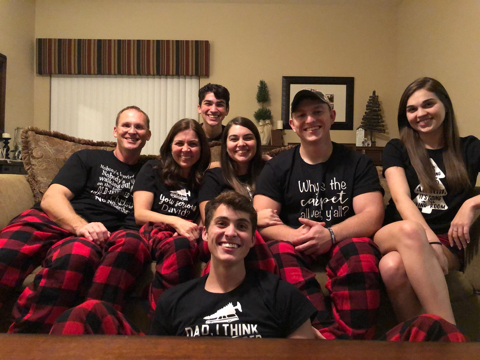 First Christmas together being engaged complete with matching pjs and corny family pictures!
