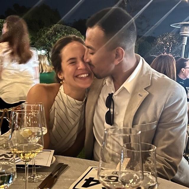 At a gala with Shay's family to celebrate our engagement in April 2023.