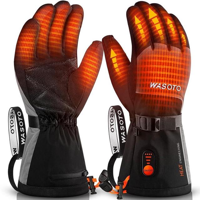 Heated Gloves for Men Women 7.4V Battery 22.2WH Rechargeable Heated Ski Gloves Touchscreen Waterproof Electric Heated Fishing Gloves for Winter Outdoor Work Skiing Hiking Camping Raynaud Riding