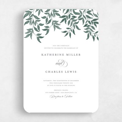 White Rounded Wedding Invitation - Willow Classic