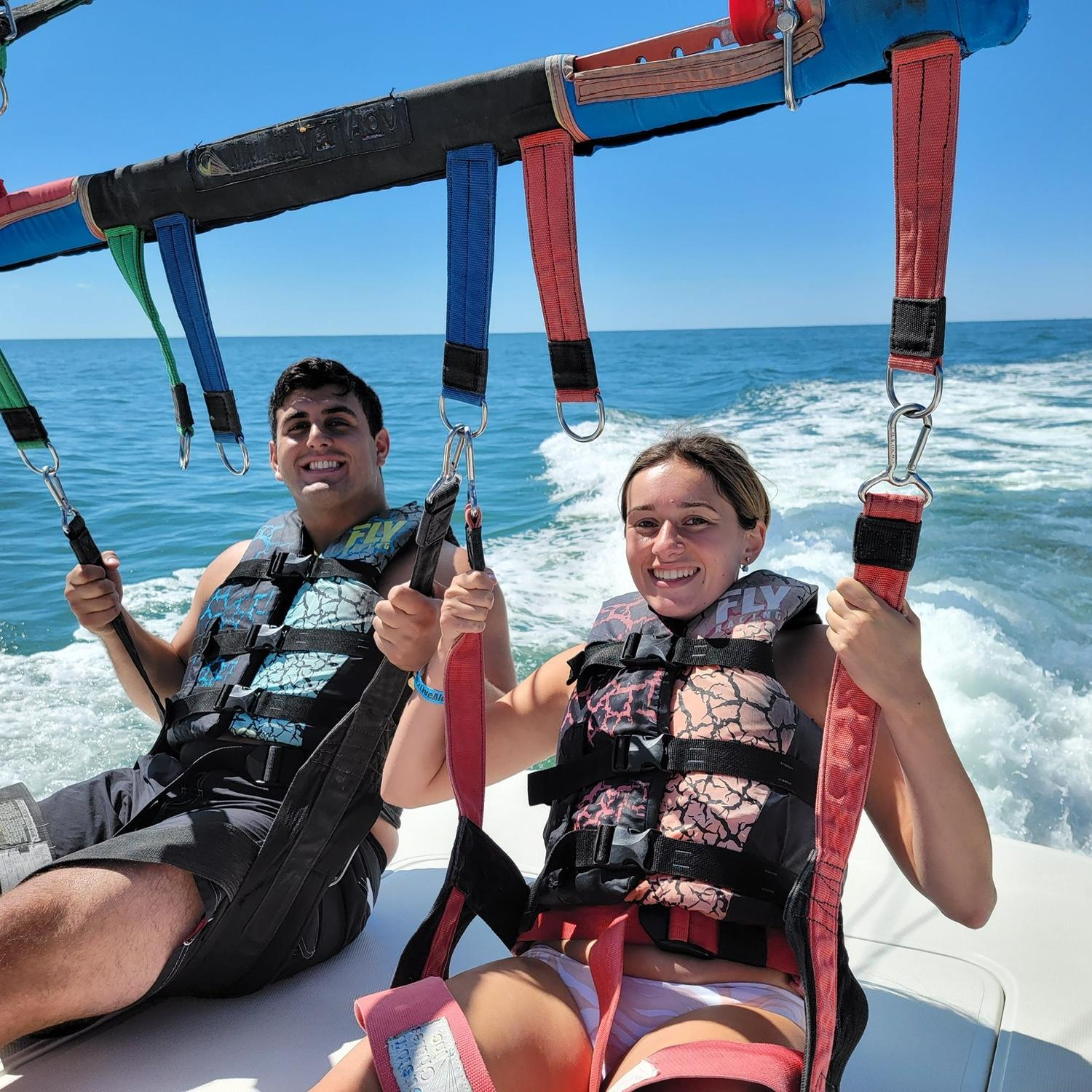 Finally making it to Myrtle Beach together calls for parasailing