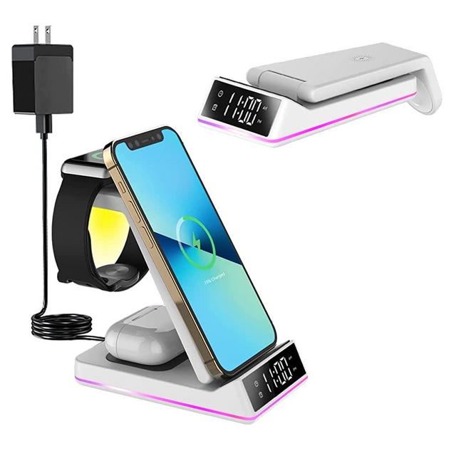DREU 5 in 1 Wireless Charger,Wireless Charging Stand, Phone Charging Station pad Dock for iPhone 13 12 11 Pro Max X XR SE 8 Plus AirPods Pro Apple Watch 7 SE 6 5 4 3 2 iPhones iWatch (White)