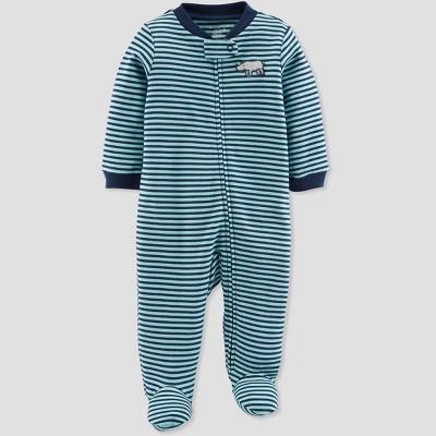 Baby Boys' Stripe Rhino Organic Cotton Sleep 'N Play - Little Planet by Carter's Blue