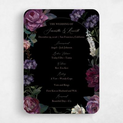 Black Rounded Wedding Program - Mystic