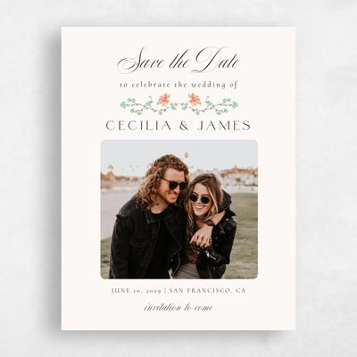 Beige Wedding Save the Date - Papillon Photo