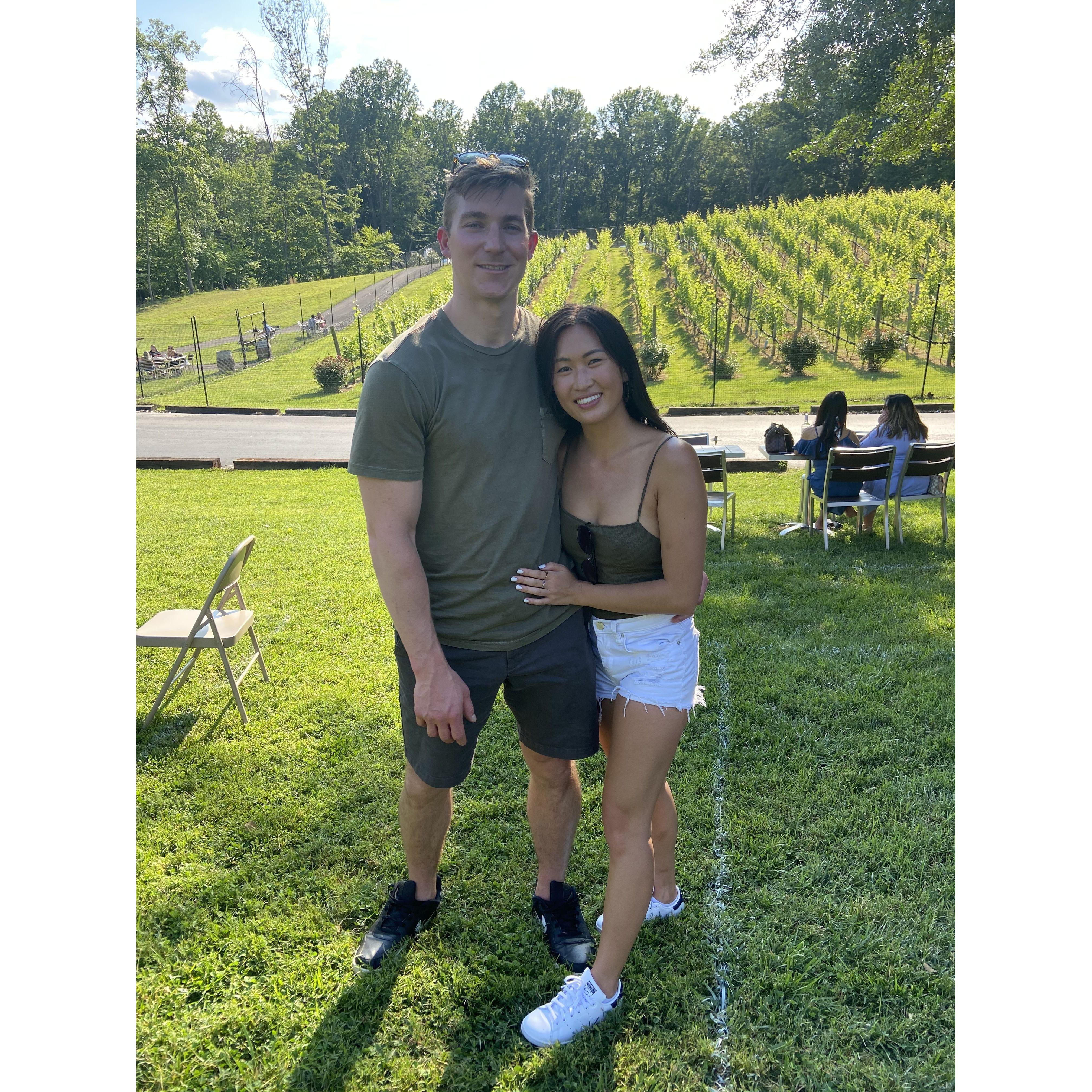 June 2020: Our first photo together! Taken at our friend Ricky's Birthday.