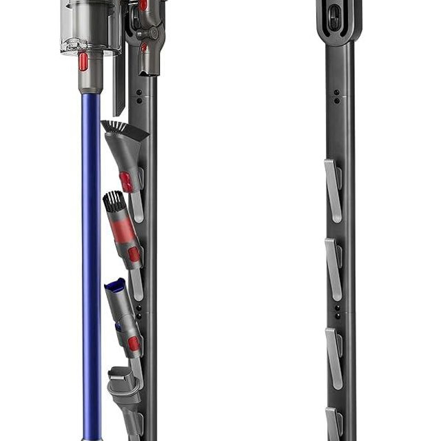 Vacuum Stand Holder for Dyson Gen5 V8 V15 V12 V11 V10 V7 V6, FrontLine Metal Floor Docking Station with Built-in Cord Management, Space-Saving Organizer with 4 Hooks for Cordless Vacuum & Accessories