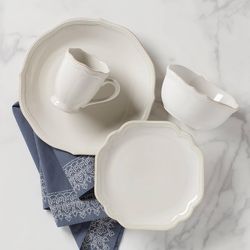Lenox, French Perle Groove 12-Piece Dinnerware Set, Service for 4