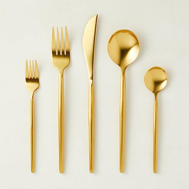 20-Piece Stiletto Brushed Gold Flatware Set