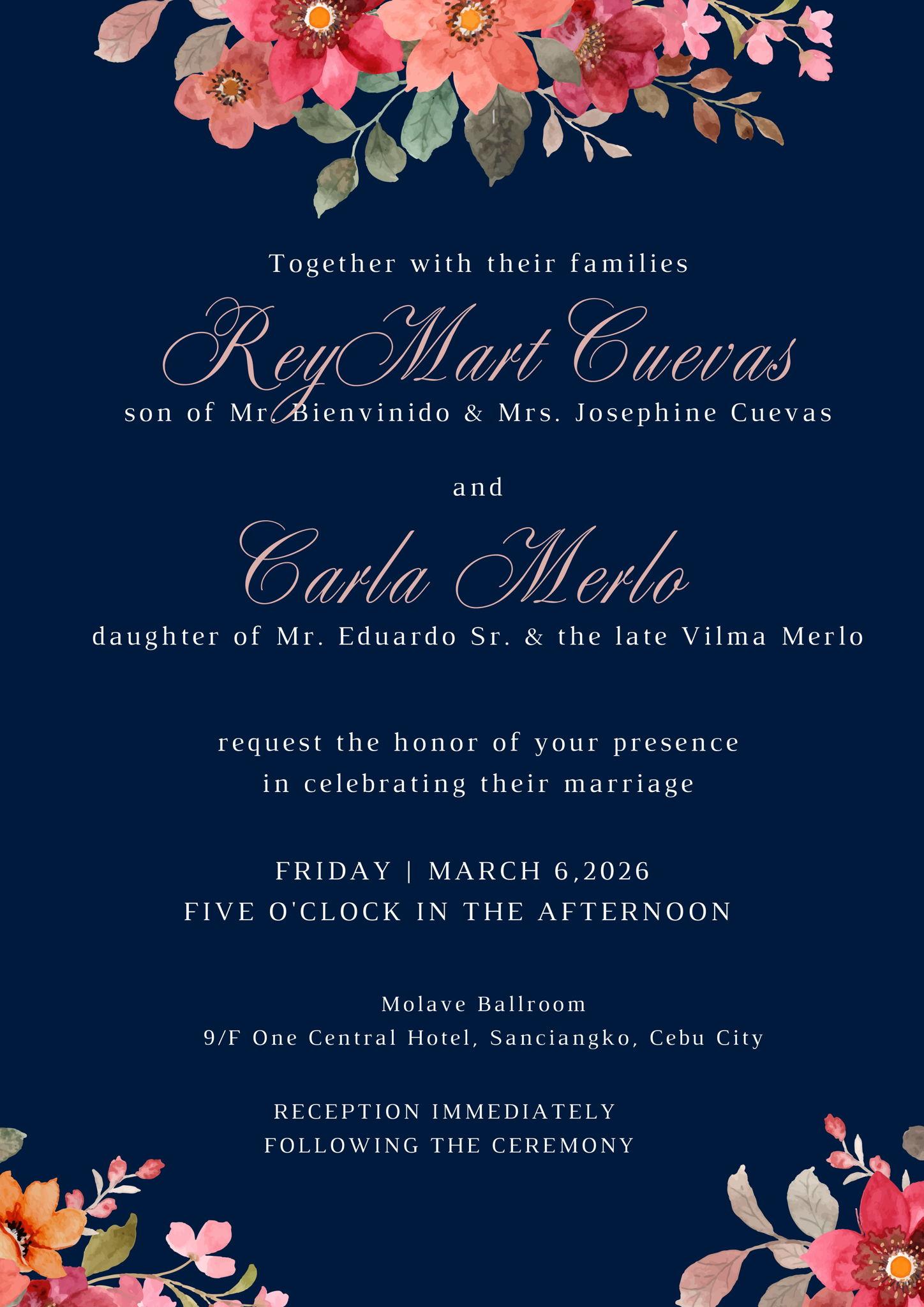 The Wedding Website of Rey Mart Cuevas and Carla Merlo