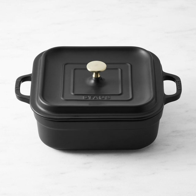 Staub Stoneware Square Covered Baker, 9" x 9", Matte Black