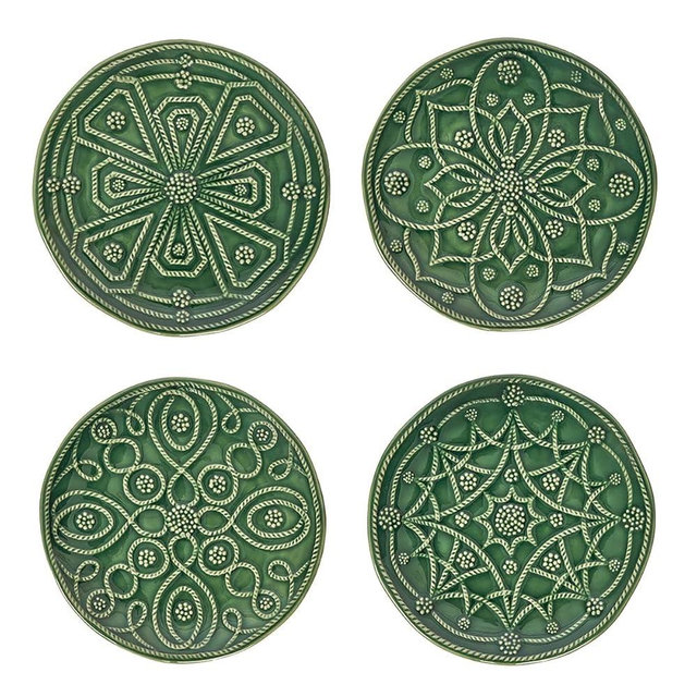 Juliska Jardins Du Monde Side/Cocktail Plate Assorted Set/4 - Basil