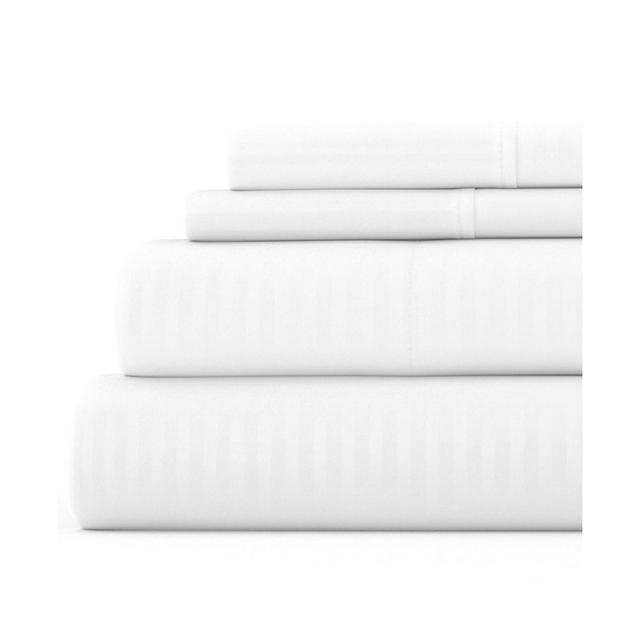 Luxe Embossed 4 Piece Sheet Set - Ultra Soft - Becky Cameron, Striped White, Full