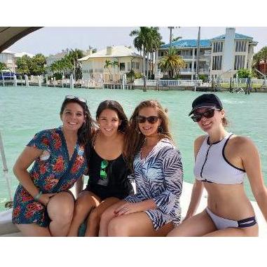 Boat day with Adams cousins Stephanie, Sharon and Abigail.