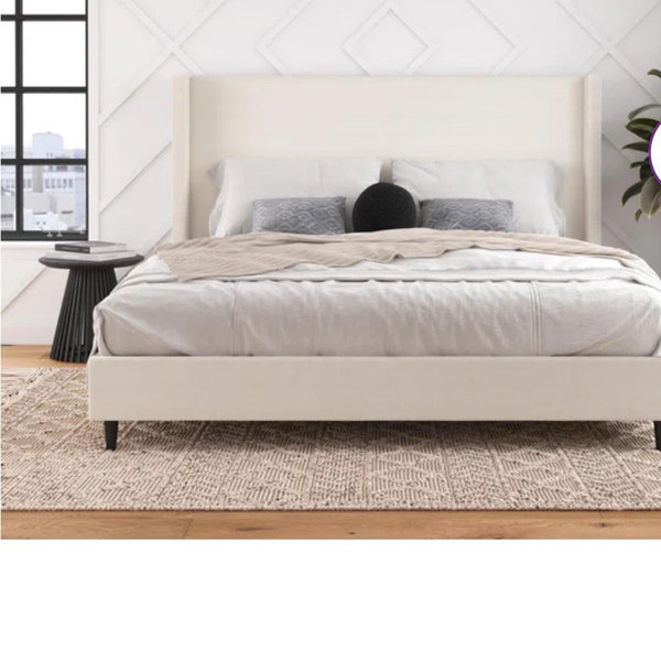 Wade Logan® Birzer King Upholstered Wingback Bed | Wayfair