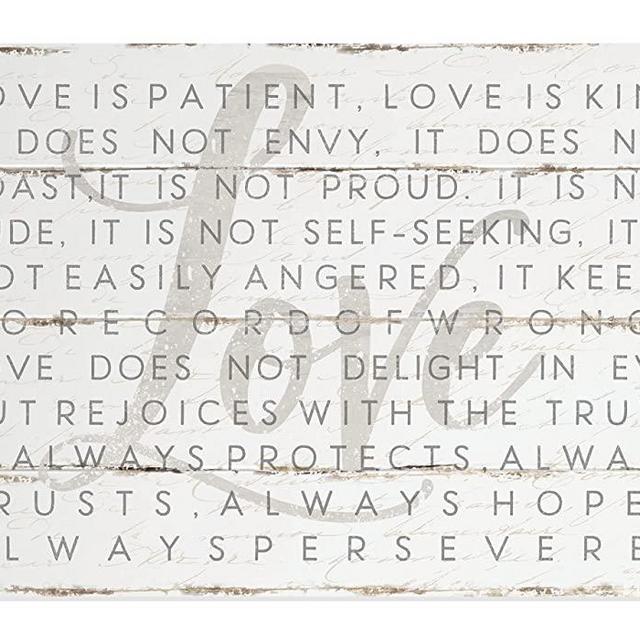 Love is Patient Love is Kind 1 Corinthians Rustic Wood Style Wall Sign 12x18