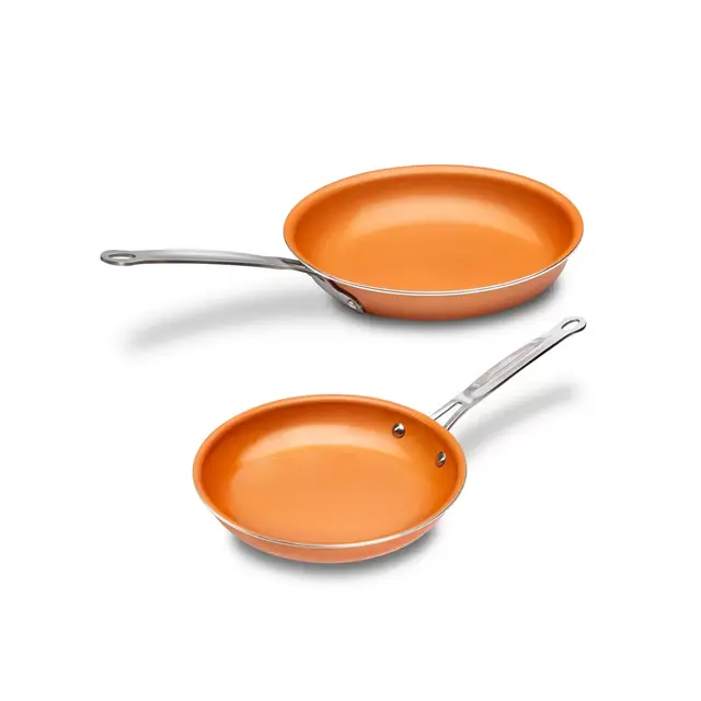 MasterPan Copper Tone Nonstick Ceramic 2-Piece Fry Pan Set