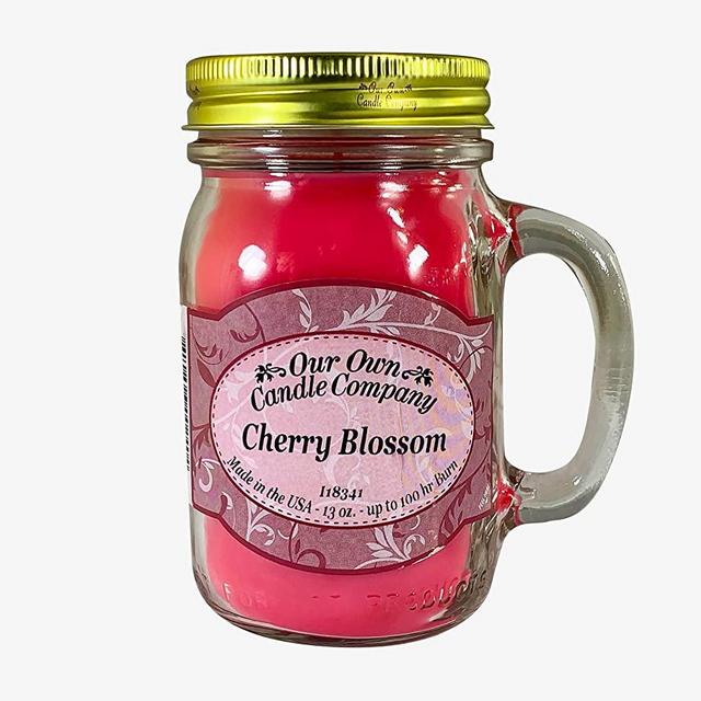 Our Own Candle Company Cherry Blossom Scented 13 Ounce Mason Jar Candle