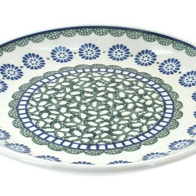 Blue Rose Polish Pottery - Green Maia Dessert Plate - 7.75" Diameter - Beautiful Plate for Cake, Appetizers, or Snacks
