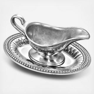 Flutes & Pearls Gravy Boat with Tray