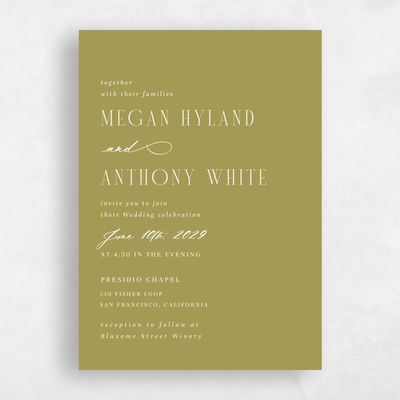 Olive Green Wedding Invitation - Uzes Type