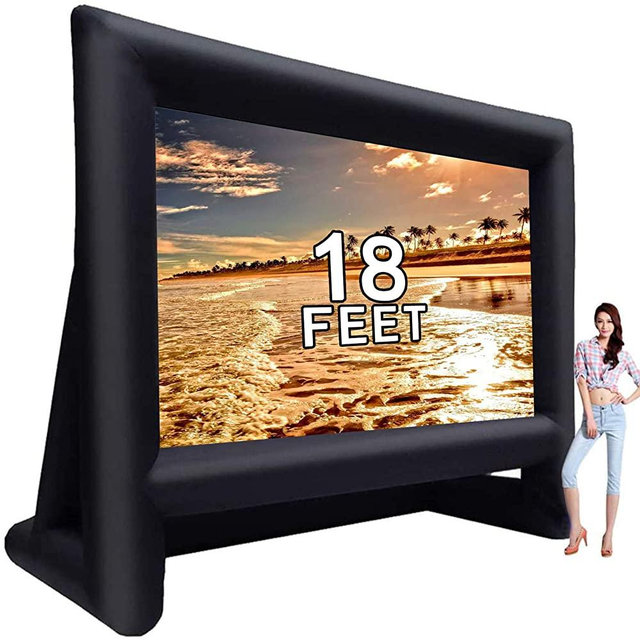 18 feet Inflatable Outdoor Projector Movie Screen - Package with Rope, Blower + Tent Stakes - Great for Outdoor Party Backyard Pool Watch Movies