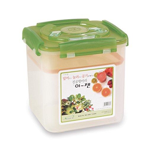 e-jen Premium Kimchi, Sauerkraut Container Probiotic Fermentation with Inner Vacuum Lid (Earthenware Green, 1.6 gal/ 6.4L)