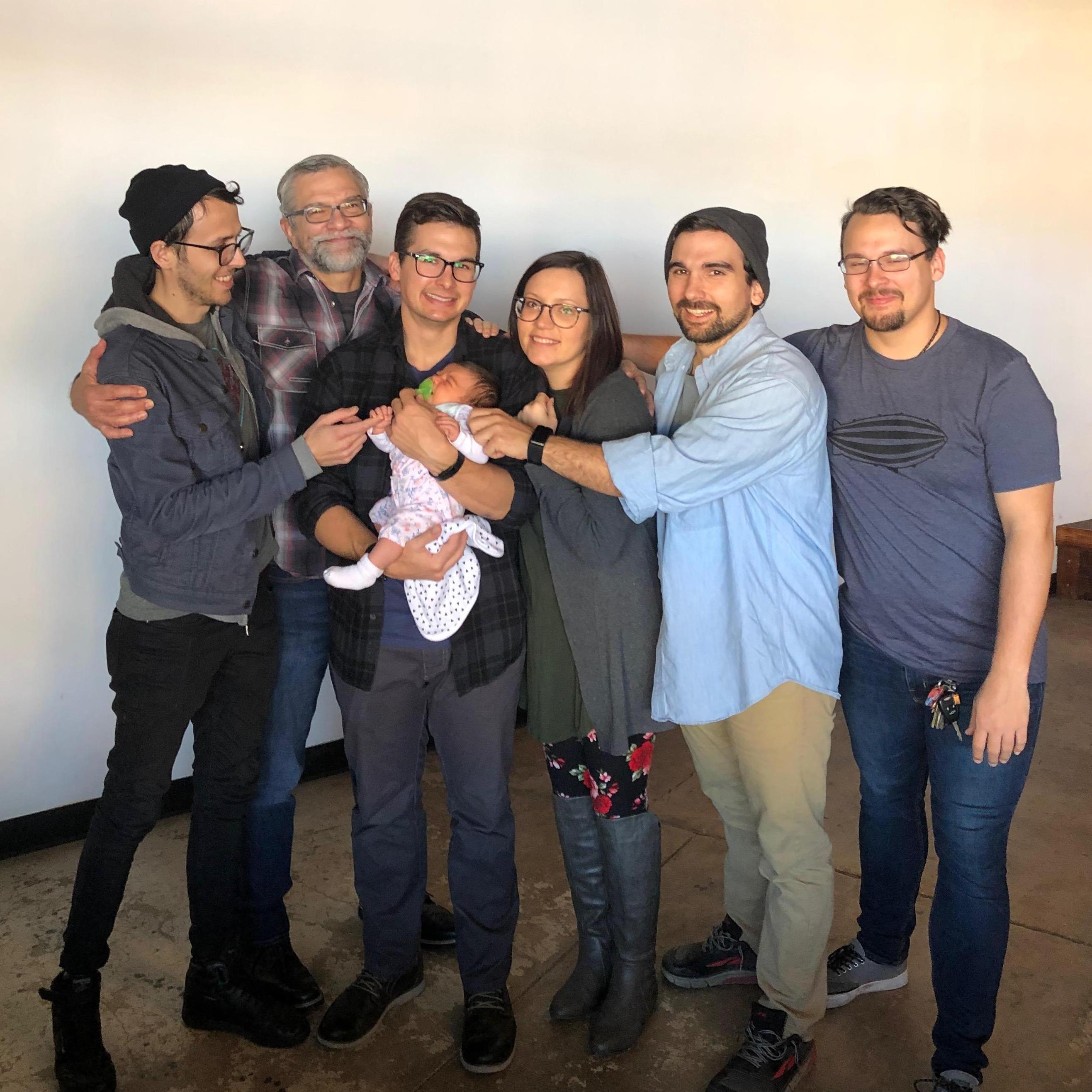 Cody is an only child, but his three cousins are like brothers. Here's Cody, Uncle Harold, Sterling with with Jessica, Myles and Max.