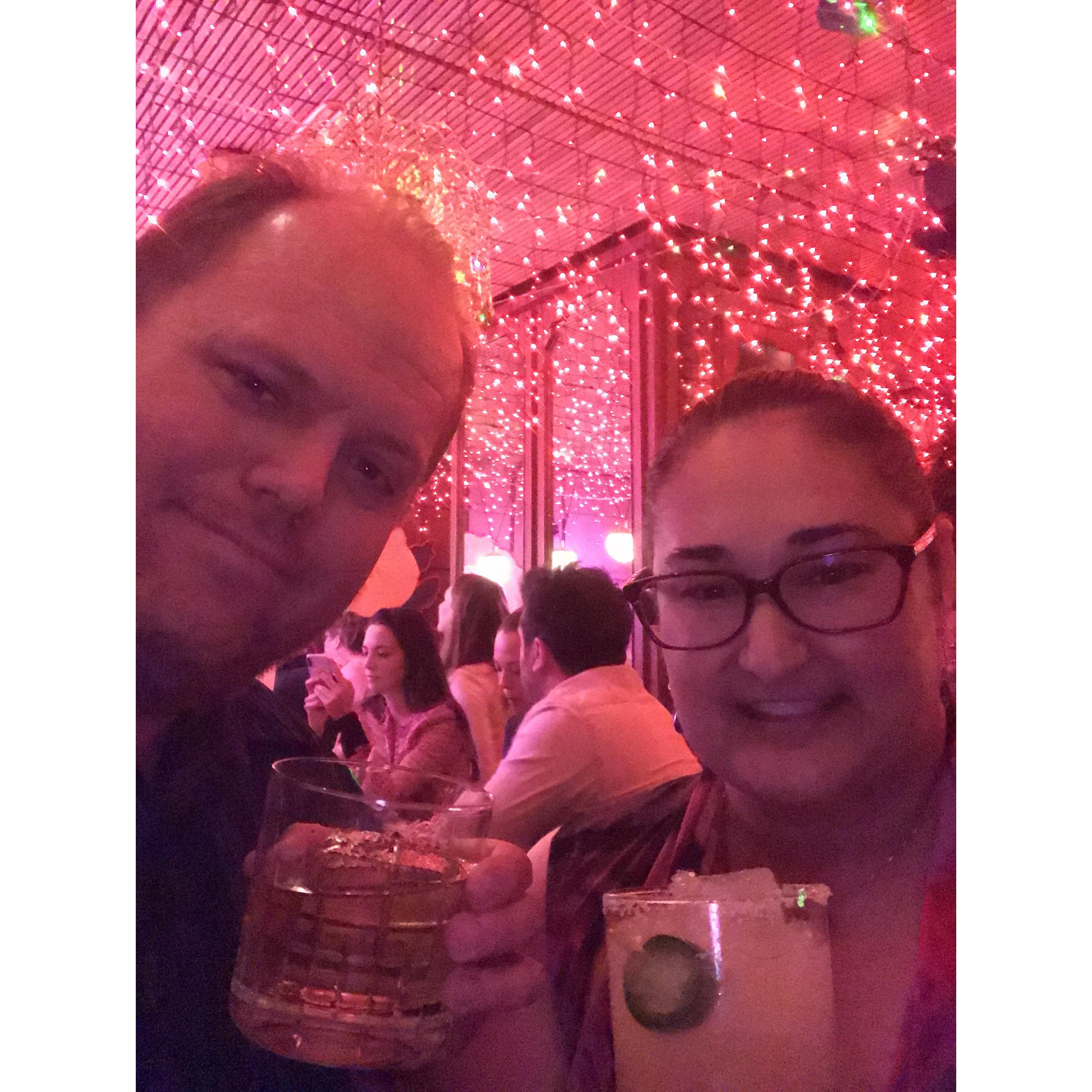 Checking out the hidden bar, Ghost Donkey. We love to explore/discover new and interesting places together.