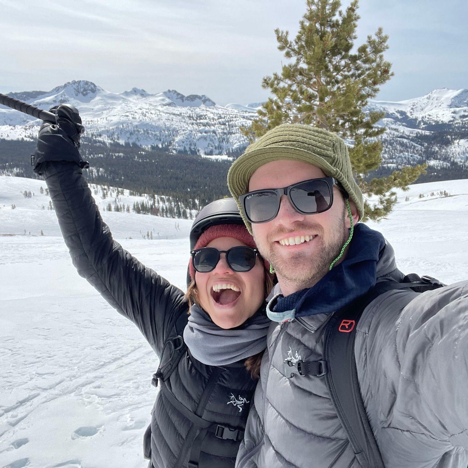 Marge's first time backcountry skiing! Near Lake Tahoe, CA