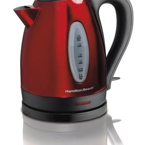 Hamilton Beach 40885 Stainless Steel Electric Kettle, 1.7-Liter, Red