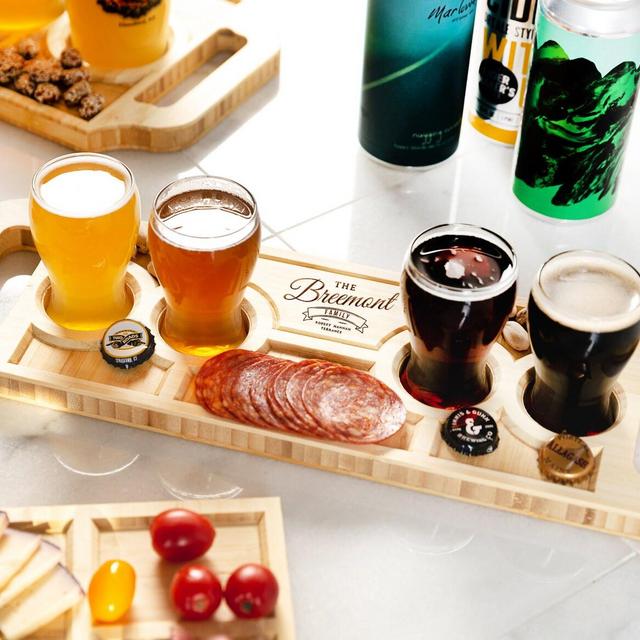 Personalized Beer Flight Tray with Optional Beer Glasses