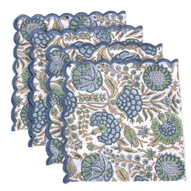 Ridhi Block Print Cloth Napkins 100% Pure Cotton Farmhouse Wedding Dinner Napkins for Easter Halloween, Thanksgiving, Holiday Daily wedding uses napkins 4-18" x 18" Asparagus Green