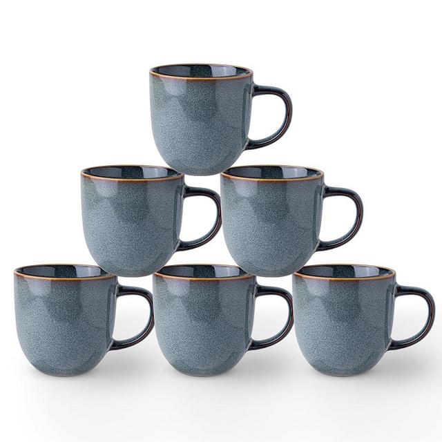 AmorArc 12oz Coffee Mugs, Ceramic Coffee Mugs set of 6 for Man, Woman, Dad, Mom, Modern Coffee Mugs with handle for Latte/Cappuccino/Milk/Cocoa. Dishwasher&Microwave Safe, Ocean Blue