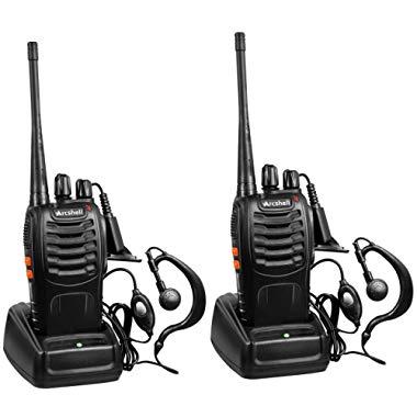 Arcshell Rechargeable Long Range Two-Way Radios with Earpiece 2 Pack UHF 400-470Mhz Walkie Talkies Li-ion Battery and Charger Included