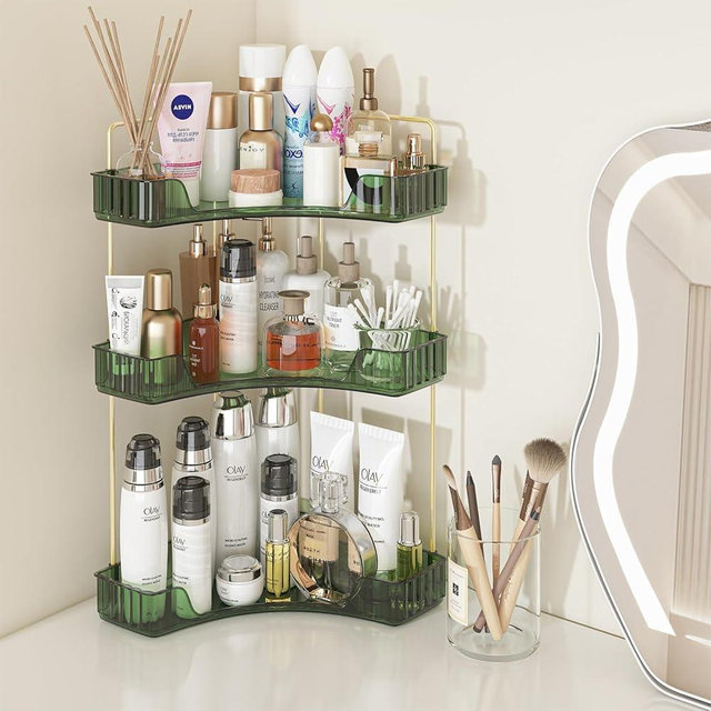 Webetop Corner Bathroom Counter Organizer, Bathroom Countertop Organizer, Corner Storage Organizers for Bathroom, Dresser, Makeup Cosmetic, Kitchen Spice Rack