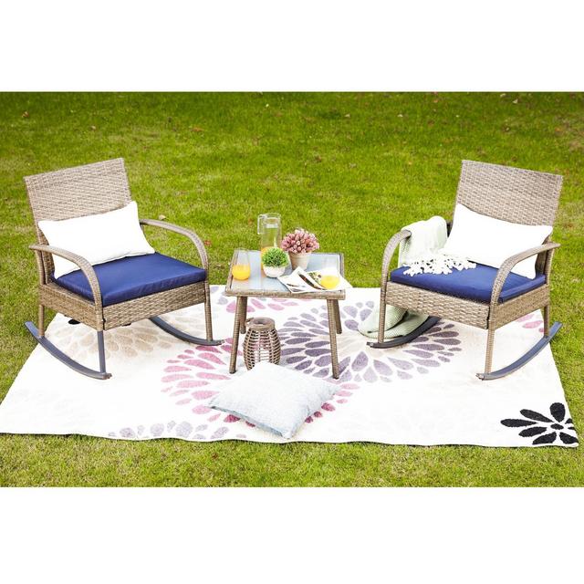 3pc Patio Bistro Set Blue - Patio Festival