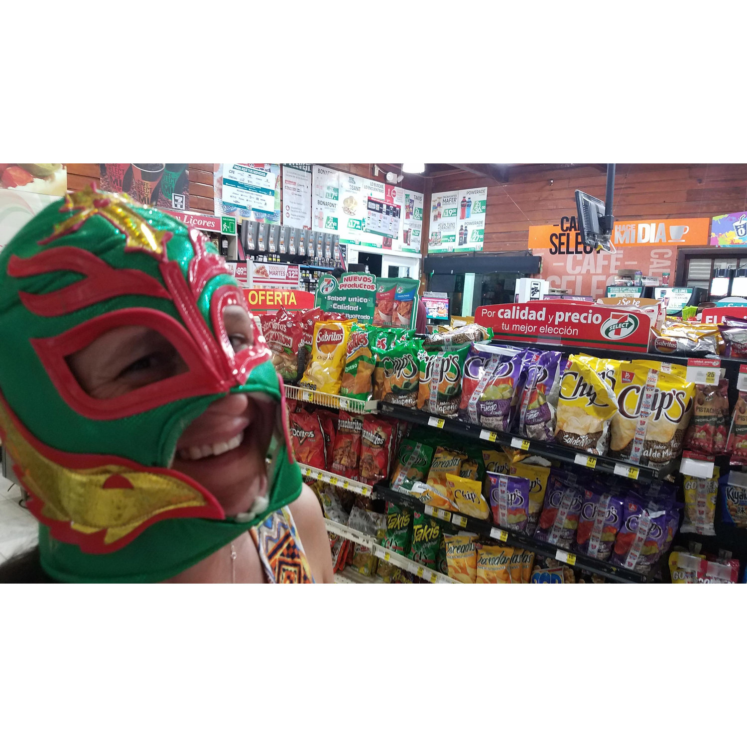 First wrestling mask scene in a Mexican quickie mart