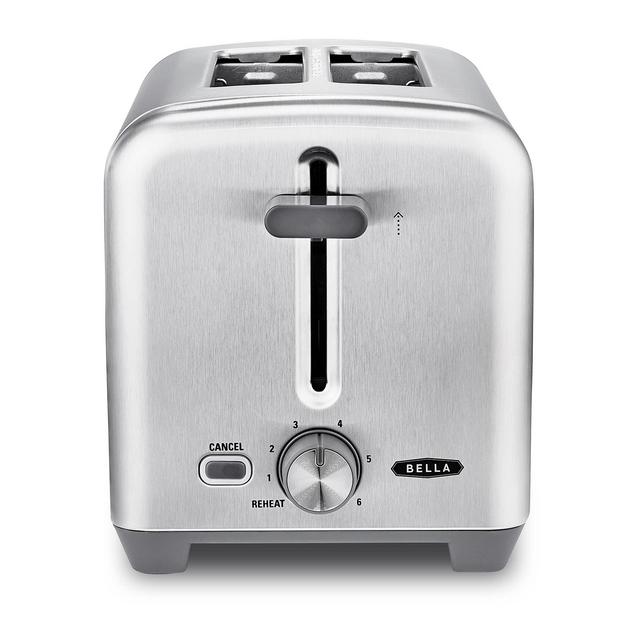 BELLA 2 Slice Toaster, Quick Even Results Every Time, Wide Slots Fit Any Size Bread Like Bagels or Texas Toast, Drop-Down Crumb Tray for Easy Clean Up, Stainless Steel