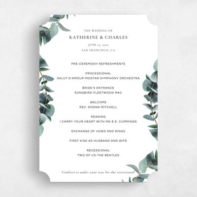 Green Ticket Wedding Program - Galata