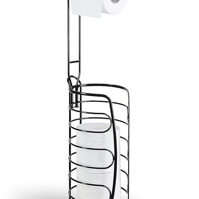 SunnyPoint Free Standing 3-Roll Storage Toilet Paper Holder (3 Rolls, Black)