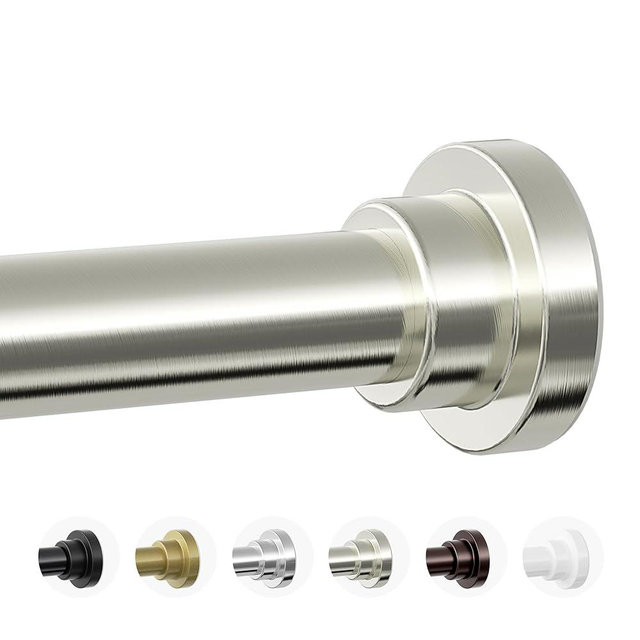 Mcrbeay Shower Curtain Rod, 1" Diameter Heavy Duty Tension Shower Rod, Non Slip Adjustable 28-102 inch No Drill Shower Curtain Rods Spring Tension For Bathroom, Shower Stall, No Rust, Brushed Nickel
