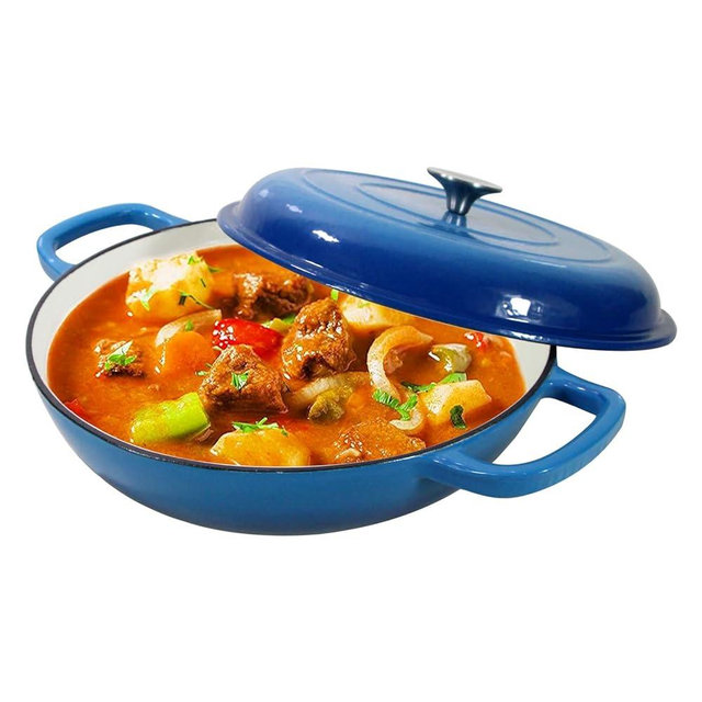 Cast Iron Dutch Oven 3.8 Quart Dutch Oven Pot with lid Blue Heavy Duty Dutch Oven Dual Handles Porcelain Enameled Cast Iron Skillet Family or Friends Gifts