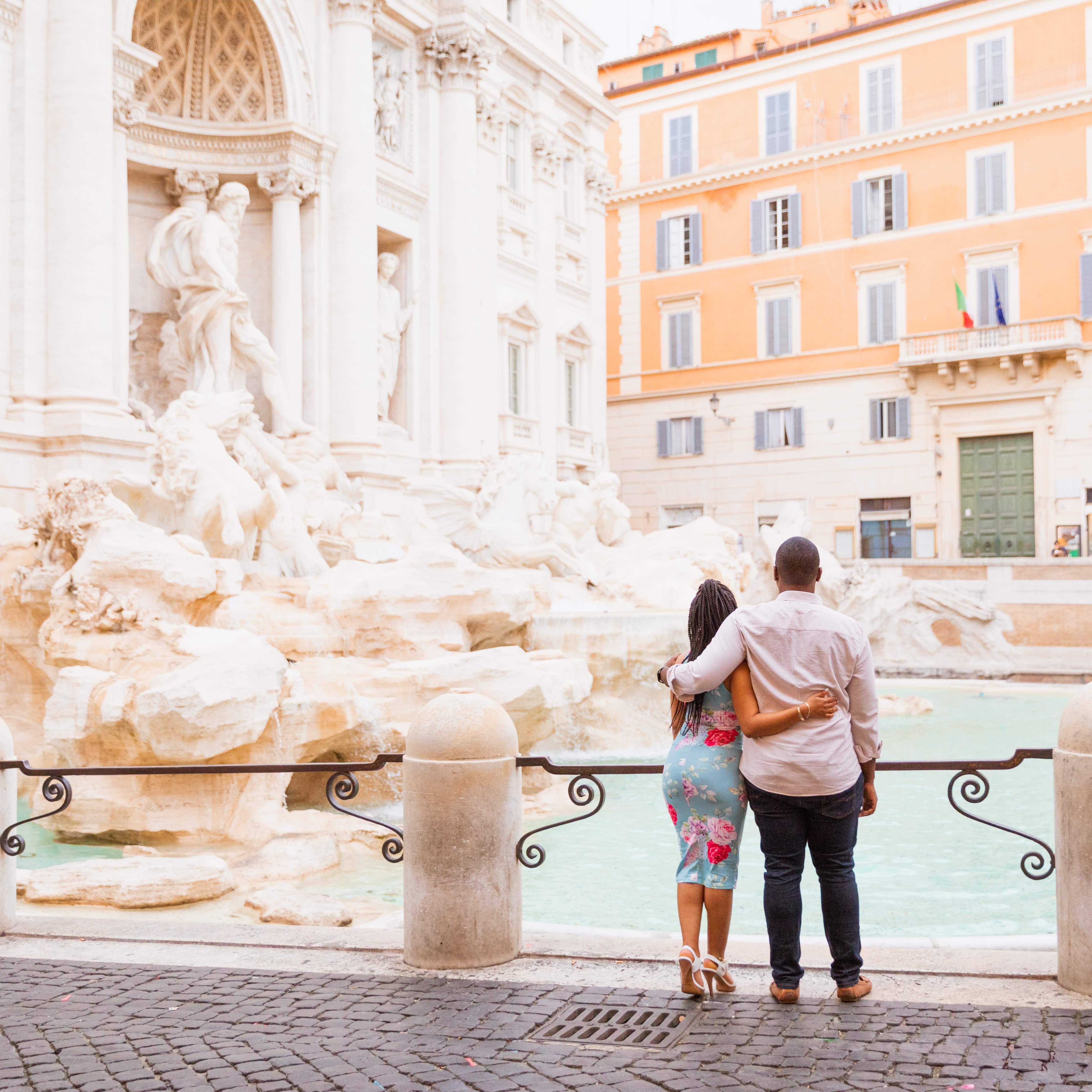 Looking out onto the Trevi Fountain in Rome