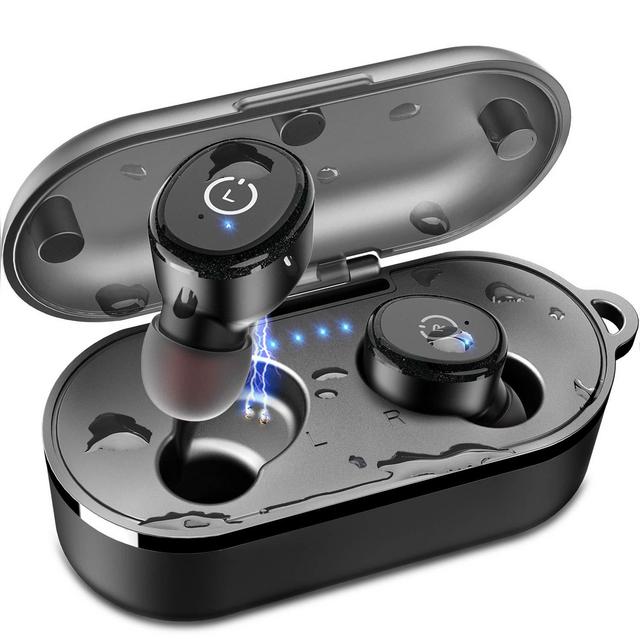 TOZO T10 TWS Bluetooth 5.0 Earbuds 【True Wireless Stereo】 Headphones IPX8 Waterproof in-Ear Wireless Charging Case Built-in Mic Headset Premium Sound with Deep Bass for Running Sport