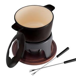 Swissmar Sierra Cast Iron Fondue Set, 1.6 Quart / 1.6 Liter – Perfect for Meat, Cheese, & Chocolate Fondues – Ideal for Family Bonding & Hosting Gifts - 12-Pieces, Metallic Black